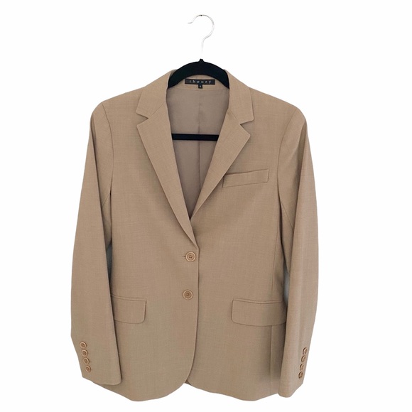 new Theory ✧ Lightweight Stretch Wool Blazer Jacket ✧ Neutral Sand ✧ Size 6 - Picture 5 of 13